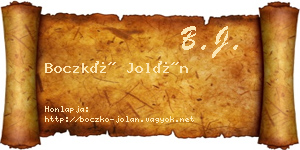Boczkó Jolán névjegykártya