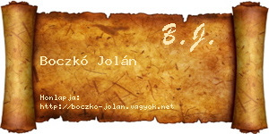 Boczkó Jolán névjegykártya