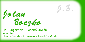 jolan boczko business card