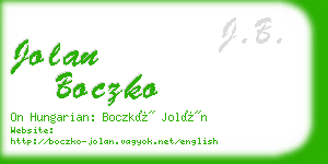 jolan boczko business card